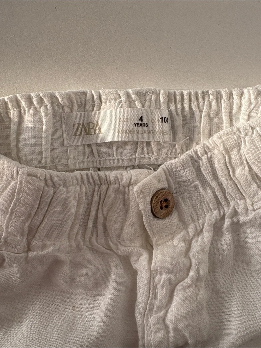 Zara White Kids Linen-Blend Shorts 4T